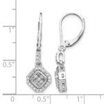 14k White Gold 1/2 carat Diamond Square Cluster Leverback Earrings - Image 4