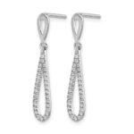 14k White Gold 1/5 carat Lab Grown Diamond VS/SI+ G+ Complete Fashion Dangle Post Earrings - Image 2