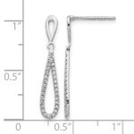 14k White Gold Polished 1/5 carat Diamond Teardrop Dangle Post Earrings - Image 4