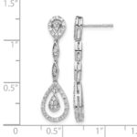 14k White Gold Teardrop 1/3 carat Diamond Dangle Post Earrings - Image 4