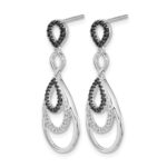 14k White Gold 3/8 carat Black and White Diamond Teardrop Dangle Post Earrings - Image 2