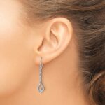 10k White Gold Diamond Leverback Dangle Earrings - Image 3
