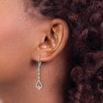 14k White Gold 1/5 carat Lab Grown Diamond VS/SI+ G+ Complete Dangle Leverback Earrings - Image 3