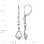 14k White Gold 1/5 carat Diamond Long Dangle Leverback Earrings - Image 4