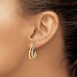 14k and White Rhodium 1/15 carat Diamond J-Hoop Post Earrings - Image 3