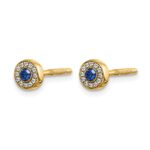 14k Diamond and 2.3mm Round Sapphire Halo Post Earrings - Image 2