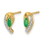 10k 1/20Ct Diamond and Emerald Earrings - Image 2