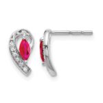10k White Gold Diamond and Ruby Earrings