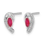 10k White Gold Diamond and Ruby Earrings - Image 2