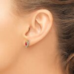 14k 5x2.5mm Marquise Ruby and Diamond Curved Post Earrings - Image 3