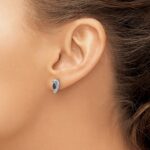 14k White Gold 5x2.5mm Marquise Sapphire and Diamond Curved Post Earrings - Image 3