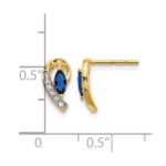 14k 5x2.5mm Marquise Sapphire and Diamond Curved Post Earrings - Image 4