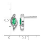 10k White Gold 1/15Ct Diamond and Emerald Earrings - Image 2