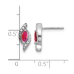 14k White Gold 5x2.5mm Marquise Ruby and Diamond Post Earrings - Image 4