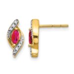 14k 5x2.5mm Marquise Ruby and Diamond Post Earrings