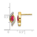 14k 5x2.5mm Marquise Ruby and Diamond Post Earrings - Image 4
