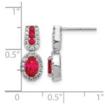 14k White Gold 6x4mm Oval Ruby and Diamond Halo Post Earrings - Image 4