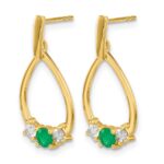 14k 1/3 carat Lab Grown Diamond VS/SI+ G+ and Created Emerald Complete Dangle Post Earrings - Image 2