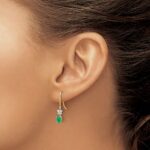 14k Two-Tone 6x4mm Oval Emerald and Diamond Shepherd Hook Earrings - Image 3