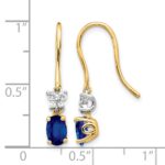 14k Two-Tone 6x4mm Oval Sapphire and Diamond Shepherd Hook Earrings - Image 4
