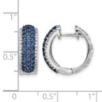 14k White Gold Diamond and Sapphire 18mm Hinged Hoop Earrings - Image 4
