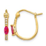 10k 1/20ct Diamond and Ruby Hinged Hoop Earrings