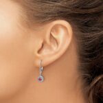 14k White Gold 1/5 carat Lab Grown Diamond VS/SI+ G+ and Created Ruby Complete Drop Leverback Earrings - Image 3