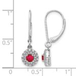 14k White Gold 1/5 carat Lab Grown Diamond VS/SI+ G+ and Created Ruby Complete Drop Leverback Earrings - Image 4