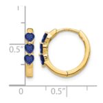 14k 3mm Heart Lab Created Sapphire Polished Hinged Hoop Earrings - Image 4
