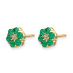 10k and Rhodium Emerald and Diamond Post Earrings - Image 2