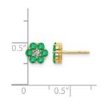 10k and Rhodium Emerald and Diamond Post Earrings - Image 4
