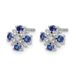 14k White Gold .01 carat Lab Grown Diamond VS/SI+ G+ and Created Sapphire Complete Post Earrings - Image 2