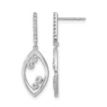 14k White Gold Polished Fancy 1/6 carat Diamond Dangle Post Earrings