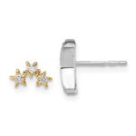14k Two-tone Moon and 3-Stars Diamond Mis-match Post Earrings - Image 2