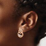 14k Rose Gold Polished 1/2 carat Diamond Double Circle Post Earrings - Image 3