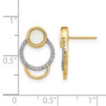 14k Polished 1/5 carat Diamond and Opal Circle Post Earrings - Image 4