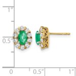 14k 5/8 carat Lab Grown Diamond VS/SI+ G+ and Oval Created Emerald Complete Halo Post Earrings - Image 4