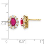 14k 6x4mm Oval Ruby and 3/4 carat Diamond Halo Post Earrings - Image 4