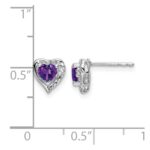 14k White Gold Amethyst and Diamond Heart Earrings - Image 4