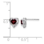 14k White Gold Garnet and Diamond Heart Earrings - Image 4