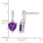10k White Gold Amethyst and Diamond Heart Earrings - Image 4