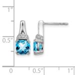 10k White Gold Blue Topaz and Diamond Earrings - Image 4