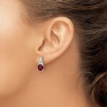 10k White Gold Garnet and Diamond Earrings - Image 3