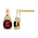 10k Yellow Gold Garnet and Diamond Earrings