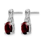 14k White Gold Oval Garnet and Diamond Earrings - Image 2