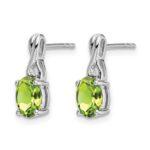 14k White Gold Oval Peridot and Diamond Earrings - Image 2