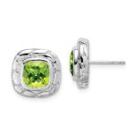 Sterling Silver Rhodium Plated Peridot Earrings