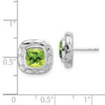 Sterling Silver Rhodium Plated Peridot Earrings - Image 4