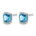14k White Gold Blue Topaz Post Earrings - Image 2