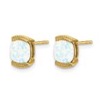 14k 6mm Cushion Lab Created Opal Post Earrings - Image 2